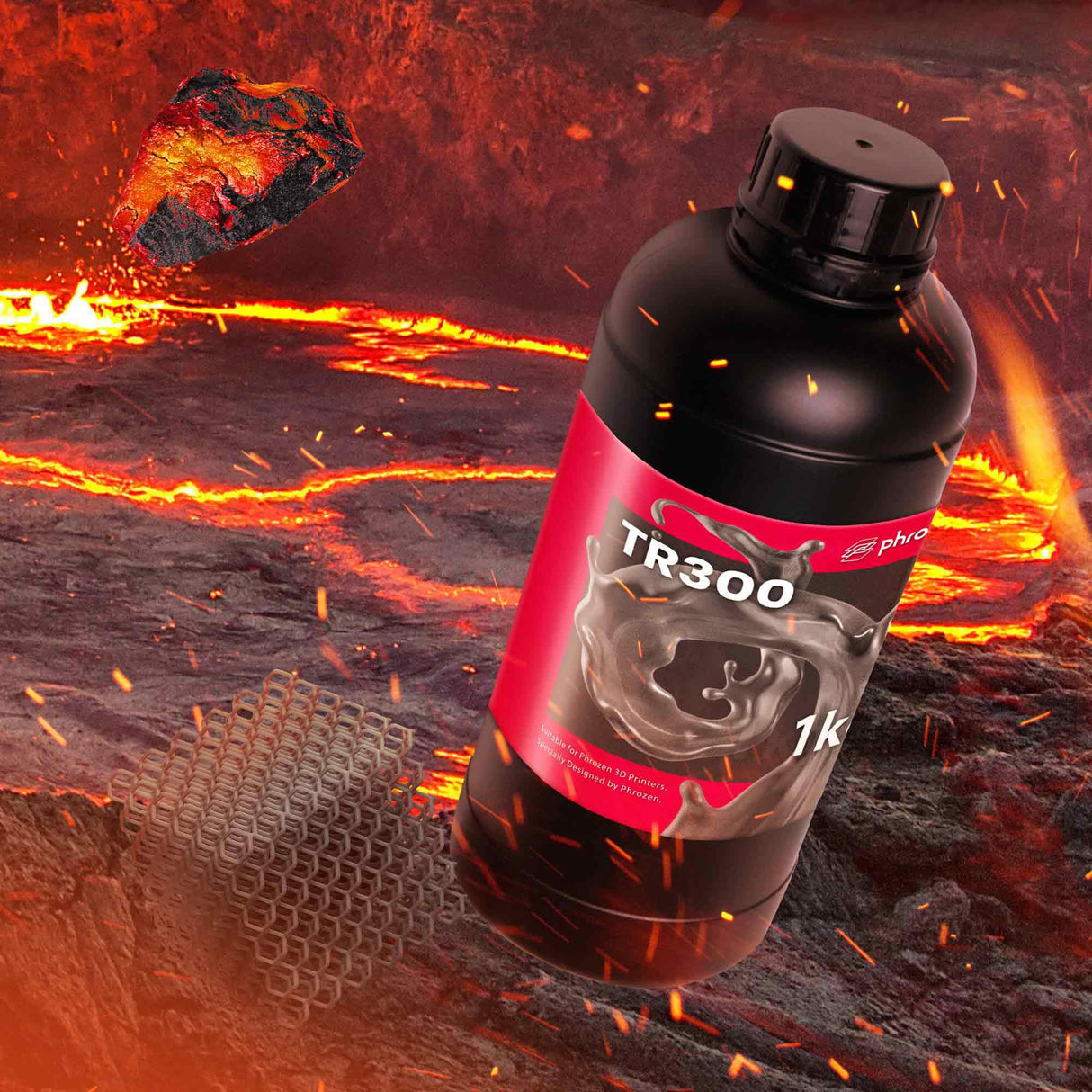 phrozen Ultra-High Temp 3D Printer Resin [TR300], Functional Resin HDT160 °C 405nm DLP LCD UV-Curing Photopolymer Resin for Prototyping, Ducting, Molding, High Precision Printing (1KG) phrozen