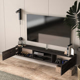 Atelier Mobili Floating TV Stand, 70 inch TV Stand for 75 inch TV, Floating TV Stand Wall Mounted, Floating Entertainment Center, TV Stands for Living Room, Black TV Stand (Black Oak) ATELIER MOBILI THE LEADER OF THE INTERCHANGEABLE FURNITURE