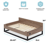 TailZzz Wooden Dog Bed and Dog Couch with Water-Resistant Mattress, Small to Medium Elevated Pet Bed with Calming Mattress, Greenguard Gold Certified, Dog Beds & Furniture, Milo, Walnut TailZzz