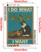 GUYANA DIY 5D Diamond Painting by Number Kits for Adults,Cute Cat Diamond Painting Kits Round Full Drill Diamond Art Kits Picture Arts Craft for Home Wall Art Decor(I Do What i Want) GuyAna