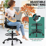AtHope Drafting Chair, Tall Office Chair with 3D Lumbar & Head Support, Ergonomic Mesh Standing Desk Chair with Footring, Comfy Extended High Desk Chair with Flip-Up Arms & Hanger (Black) AtHope