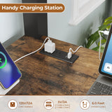 BTHFST Twin Loft Bed with Desk & 8 Drawers Tall Dresser, Metal Loft Bed with LED Lights & Charging Station, 2-Tier Storage Shelves, Stable & Sturdy, Noise Free, Rustic Brown and Black BTHFST