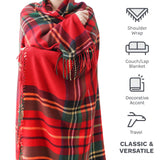 BATTILO HOME Christmas Red Plaid Throw Blanket for Couch, Bed, Super Soft Red Plaid Blankets,Soft Christmas Decorative Throw with Tassels 50"x60" BATTILO HOME