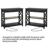 Yaheetech TV Stand with Power Outlet, Entertainment Center with Drawer, 39.5" Media Console Table for TV up to 45 inch with 2 Open Shelves for Bedroom, Living Room, Entryway, Black Yaheetech