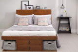 Bali Storage Platform Bed with Drawers - Queen Size in Caramel Brown Wood memomad