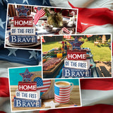 Huquary 4 Pcs Farmhouse 4th of July Patriotic Table Sign Independence Day Table Wood Decorations Patriotic Themed Rustic Farmhouse Wood Block Sign for Party Home Desk (Retro Star) Huquary