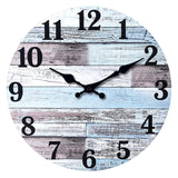 XNM Blue MDF Wood Wall Clock for Living Room - Farmhouse Wall Clocks Battery Operated 12 Inch - Analog Rustic Wall Clock Silent (No Solid Wood) XNM