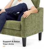 VINGLI Accent Chair for Living Room Chairs Olive Green Reading Chair for Bedroom Scooped Arm Chair Mid Century Modern Accent Chairs Upholstered Comfy Chair for Apartment, Waiting Room VINGLI