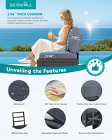 SERWALL HDPE Patio Furniture Set, All-Weather Outdoor Sofa Set, Seats 4, Patio Conversation Set, Modular Outdoor Sectional Furniture for Garden, Porch and Backyard, Black Frame with Grey Cushion SERWALL