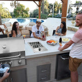 Single Grilling Side Burners for Outdoor Grill, 15,000BTU Natural Gas Side Burner, Sturdy 304 Stainless Steel, with Liquid Propane Kit, Drop-in Side Burner for Outdoor Kitchen BBQ Island Livory