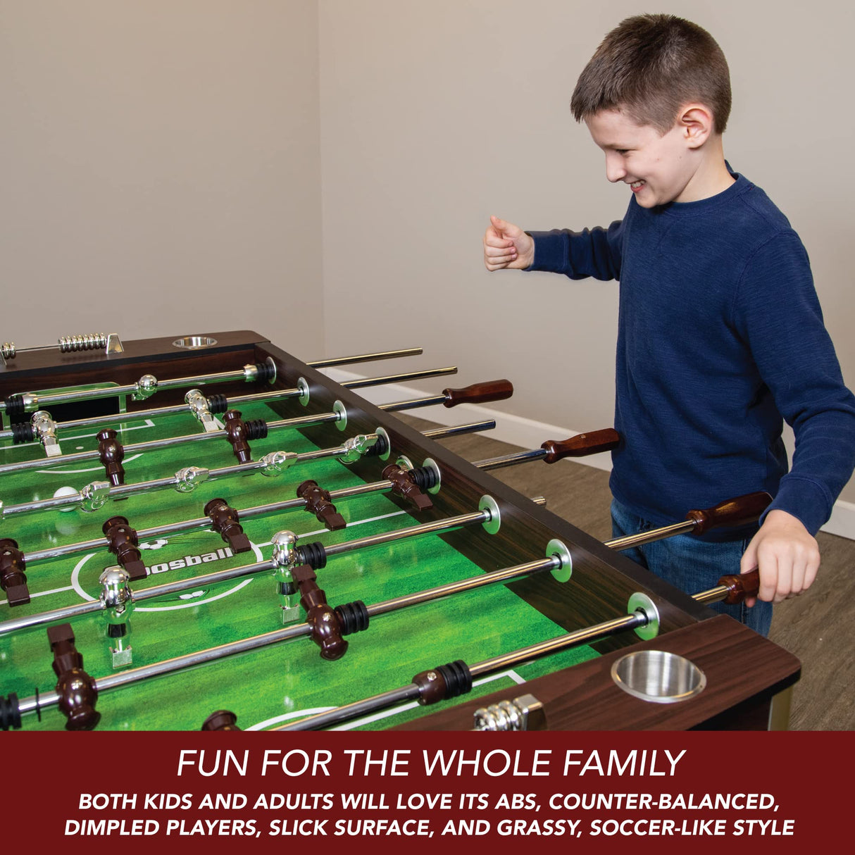 Hathaway 56-Inch Primo Foosball Table, Family Soccer Game with Wood Grain Finish, Analog Scoring and Free Accessories Hathaway