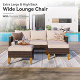 GREEN PARTY 7 Pieces Wicker Patio Furniture Set with 56" Fire Pit Table, All-Weather Outdoor Rattan Patio Sectional Sofa Conversation Set 7 Seats with 4" Thick Cushions for Garden, Backyard GREEN PARTY