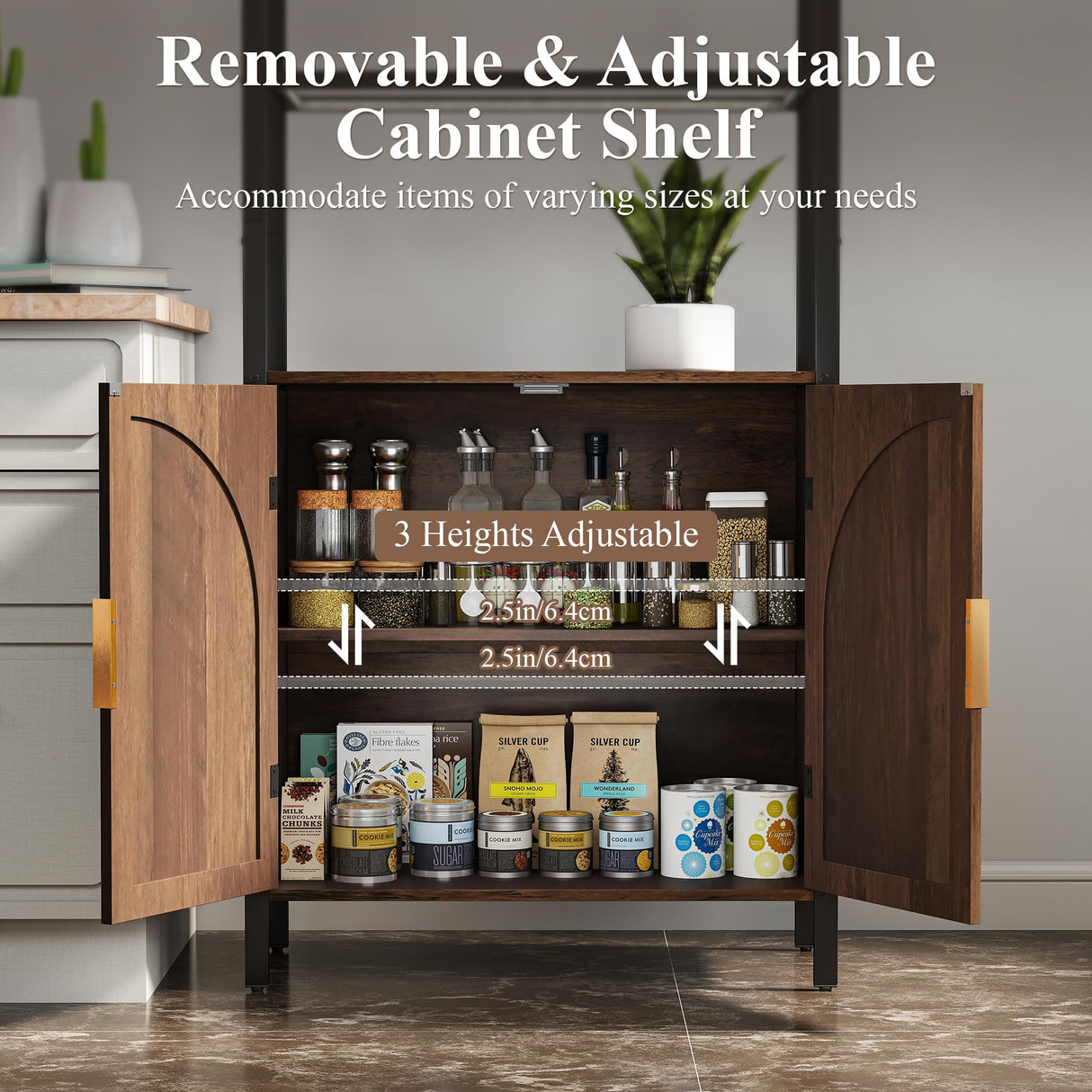 Turosur Bookshelf with Rattan Doors & LED Lights, 71" Tall Bookcase with Storage & Adjustable Shelf, Boho Display Standing Shelf Unit for Bedroom, Living Room and Home Office Turosur