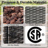 HUMMUH 8 Pieces Outdoor Patio Furniture Set with Fire Pit,L-Shaped Modular Sectional Couches with Swivel Patio Chairs,Wicker Conversation Set for Deck,Backyard,Porch,Garden HUMMUH