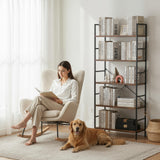 HealSmart 5 Tier Bookshelf, Free Standing Book Shelf Home Office Bookcase Shelf Storage Organizer for Bedroom, Living Room, Bathroom, Office, Balcony, Rustic Brown HealSmart