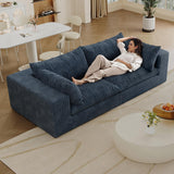 CKEASEAN 78.8" Corduroy Boneless Loveseat Couch with Removable Cushion, Cloud sectional Sofa, No Assembly Required, Compression Sofa in a Box, DlY Combination for Living Room (Blue) CKEASEAN
