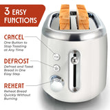 MÜELLERHOME Retro Toaster 2 Slice, 7 Browning Levels, 3 Functions (Reheat, Defrost, Cancel), Removable Crumb Tray, Under Base Cord Storage, White Toaster Kitchen Appliances MÜELLERHOME