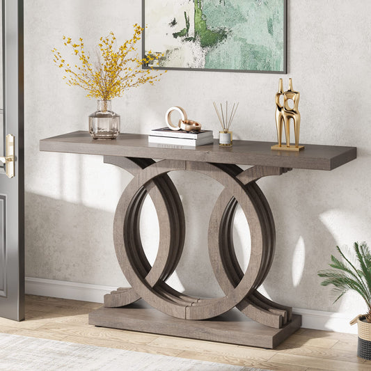 Tribesigns 55 inches Console Table with Unique Base, Farmhouse Hallway Table, Wooden Entryway Table, Vintage Sofa Table, Unique Long Accent Table for - WoodArtSupply