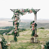 OUSHENG 7FT Garden Arch Arbor with Ground Stakes, Steel Frame Stand Trellis for Climbing Plants, Outdoor Archway Gate for Wedding Ceremony Decoration Party Vines Lawn Courtyard Patio Backyard OUSHENG