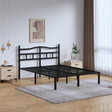 SHOANED Metal Bed Frame with Headboard - 14 Inch King Size Heavy Duty Bedframe Black Basic Steel Slats Platform No Box Spring Needed/Easy Assembly/Noise Free SHOANED