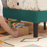 VECELO Twin Size Upholstered Platform Bed Frame with Fabric Headboard,Wooden Slats Support/No Box Spring Needed/Mattress Foundation,Dark Green VECELO