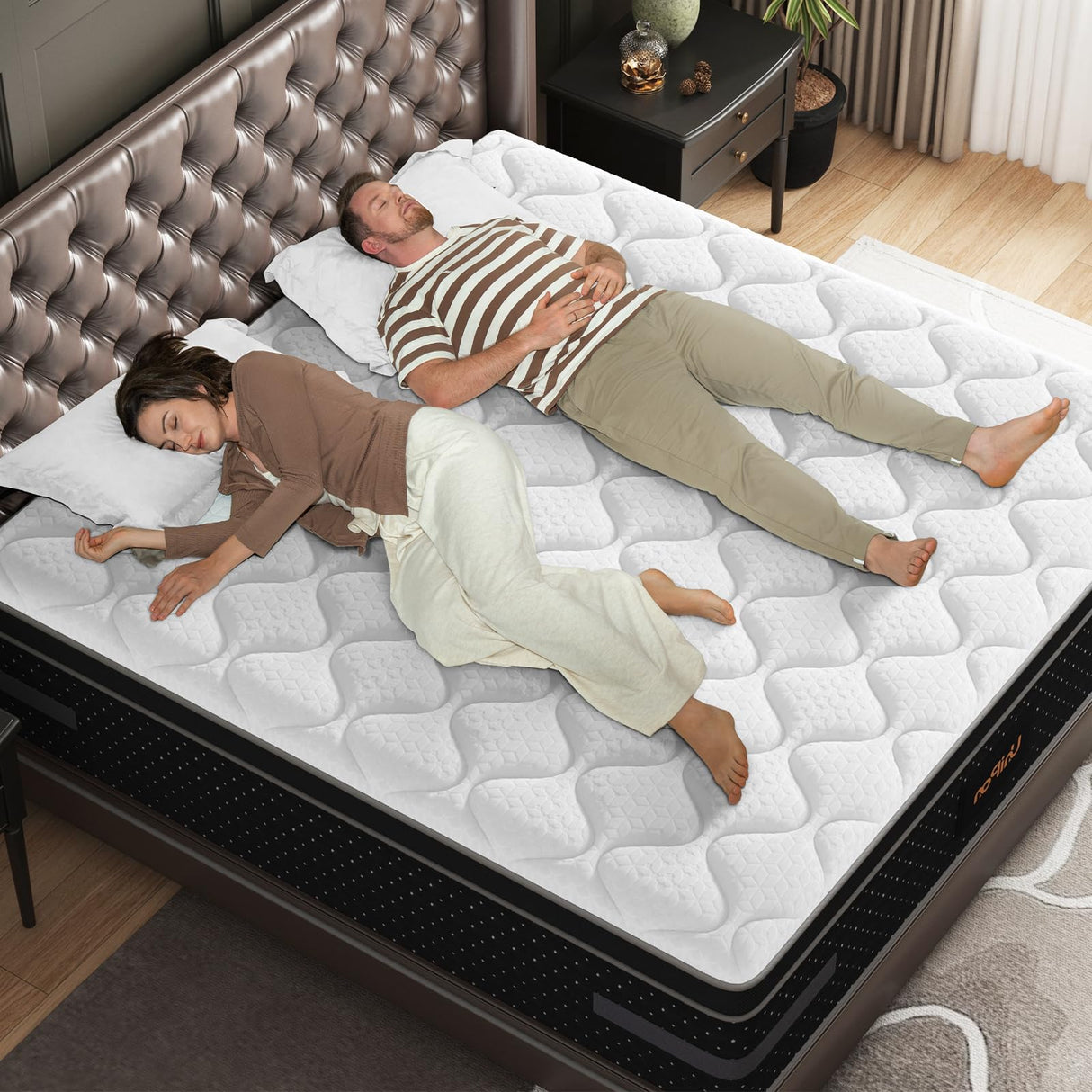 UniPon Firm King Mattress 14 Inch, Cooling Gel Hybrid Mattresses for Back Pain Relief Extra Lumbar Support Motion Isolation with 960+ Pocket Springs, Fiberglass-Free 365 Night Trial UniPon