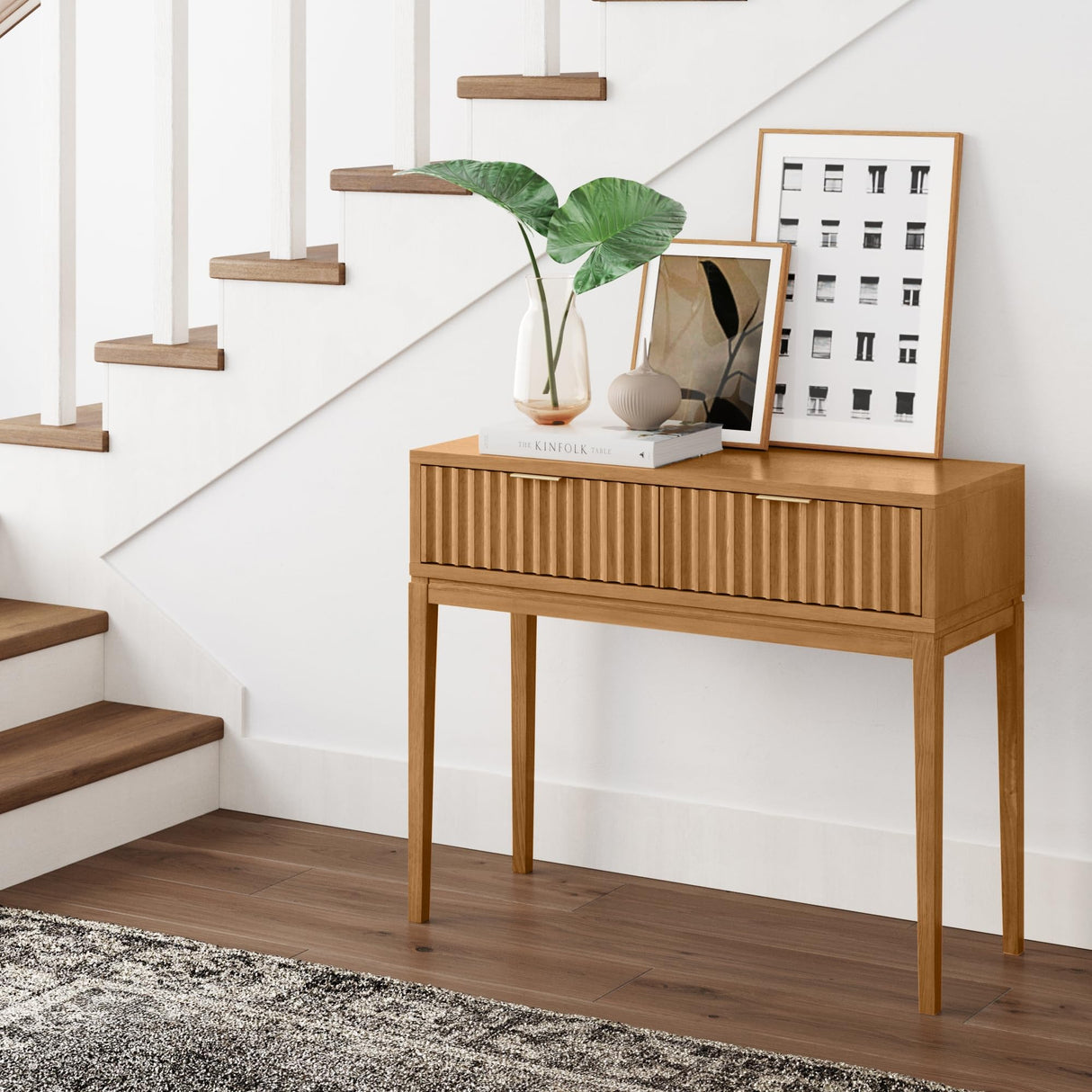 Nathan James Virgo Wood Accent Storage Console Sofa Table, for Entryway, Hallway or Living Room, 1, Warm Pine Nathan James