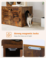 MUTTROS Cat Tree with Litter Box Enclosure, 50" Modern Cat Tree for Large/Fat Cats with Cat Condo, Wooden Cat Furniture with Large Hammock and Top Perch, Rustic Brown MUTTROS