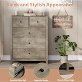 GarveeHome Grey 5 Drawer Dresser for Bedroom, Modern Tall Dresser Organizer with Storage Drawers, Wooden Chests of Drawers for Bedroom, Entryway, Hallway, Home Office GarveeHome