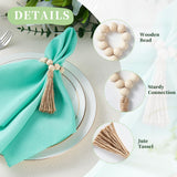 Napkin Rings Set of 6, Wooden Napkin Rings, Wood Bead Napkin Rings for Table Decor, Fall Thanksgiving Farmhouse Napkin Rings for Boho Table Decor, Spring Banquet, Wedding, Holiday Dinner Party, Easter APTWOW