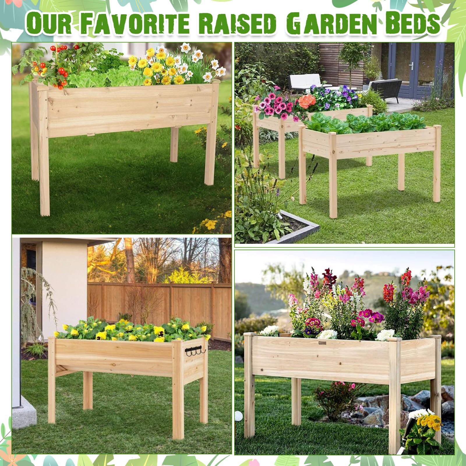 Barydat 2 Pcs Raised Garden Bed with Legs 48 x 24 x 30 Inches Elevated Fir Wood Planter Box 220lb Capacity Standing Growing Bed with 1 Set of Tool for Backyard Patio Balcony Vegetable Flower  - WoodArtSupply