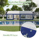 AMERLIFE 13 x 26 FT Party Tent with Rolled Sidewalls, Heavy Duty Wedding Tent for Party Outside with Zinc Alloy Tube & Spiral Stakes, Waterproof Event Shelters, White & Blue AMERLIFE