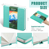 Dispowreath 5.5" x 5.5" Watercolor Sketchbook Journal Square Watercolor Notebook Cold Press 140lb 300gsm Cotton Paper 48 Pages Journals Notebook Paper Pads(Turquoise,5.5x5.5 in) Dispowreath