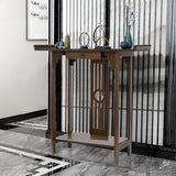 Wisfor Narrow Console Table for Entryway: 32in Brown Bamboo Hallway Table with Drawer for Living Room Bedroom, LxWxH 32x12.3x32.6in Wisfor