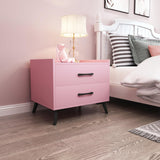 Youmumeub Nightstand with 2 Drawers: Pink Besides - Table for Bedroom Modern End Table for Bedroom Small Caninet with Solid Metal Legs Youmumeub