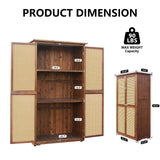 YTGLEN 60 Inches Outdoor Storage Shed, Wood Shed with Rattan Indoor Storage Cabinet with Floor, Adjustable Shelves for Patio, Garden,Lawn and Living Room, Carbonized Black YTGLEN