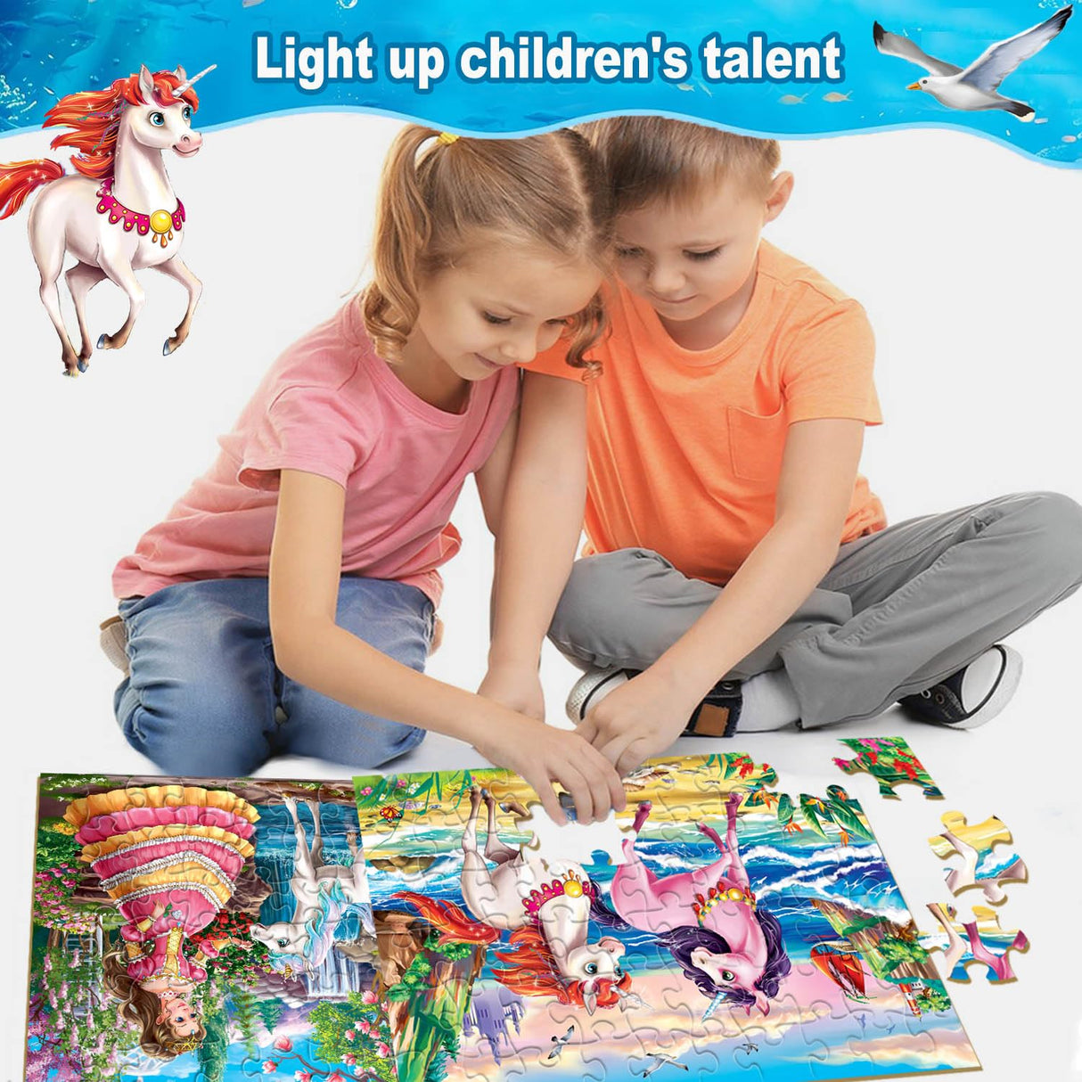 Puzzles for Kids Ages 4-6 – 2 x 60 Pieces Princess Unicorn Jigsaw Puzzles for Toddler Children Learning Educational Puzzles Toys for Girls 4 5 6 7 8 Years Old. VJZVKJ