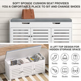 Anmire Storage Bench Entryway Bench Entryway Shoe Storage Bench with Padded Seat Cushion, 15" D x 41.3" W x 18.1" H, for Entryway, Living Room, Bedroom Anmire