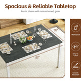 MU 5 Piece Dining Table Set for 4, Rectangular Wood Kitchen Table Chairs Set with Rubber Wood Legs, Space-Saving Farmhouse Dinette Set for Small Space, Dining Room, Apartment, Grey+White MU