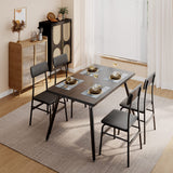 Gizoon 5 Piece Dining Table Set for 4, Modern Metal & Wood Kitchen Dinner Table with 4 Chairs, Space-Saving Dining Room Furniture Table & Chair Sets for Small Spaces & Apartment, Black Gizoon