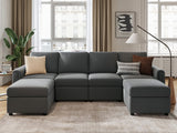 LINSY HOME Modular Sectional Sofa, Convertible U Shaped Sofa Couch with Storage, Memory Foam, Modular Sectionals with Ottomans, 6 Seat Sofa Couch with Chaise for Living Room, Dark Grey LINSY HOME