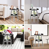 Small Side Table Round 2 Tier End Table Metal Round Coffee Tables Nightstand for Small Spaces Indoor Outdoor and Living Room Bedroom or Office SYQ