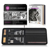 HIFORNY 58 PCS Drawing Kit Sketching Pencil Set,Sketch Pencils Art Supplies with 3-Color Sketchbook,Graphite,Charcoal,Blending Tools,Drawing Pencils for Adults Artists HIFORNY