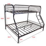 JURMERRY Twin-Over-Full Bunk Bed with Metal Frame and Ladder,Black JURMERRY