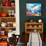 Dolphins Diamond Art DIY Diamond Painting Kits for Adults Diamond Gem Art for Beginners for Home Wall Art Decor Gifts 12x16inch Toulideifaria