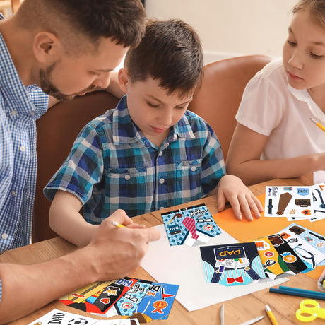 45 Set Father's Day Card Making Kits for Kids, Father's Day Shirt DIY Crafts, Bulk Father's Day Handmade Crafts for Classroom. (Father 45) Sereliy