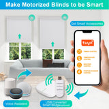 Allesin Motorized Roller Blinds with Remote Control for Windows, Blackout Smart Roller Shade, Battery Powered Electric Smart Blind for Home & Office(White,H72 x W35) Allesin