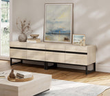 WAMPAT Modern TV Stand with Storage Cabinets for 75 Inch TV, Wood TV Entertainment Center TV Media Console Table with Metal Leg for Living Room,Light Oak WAMPAT