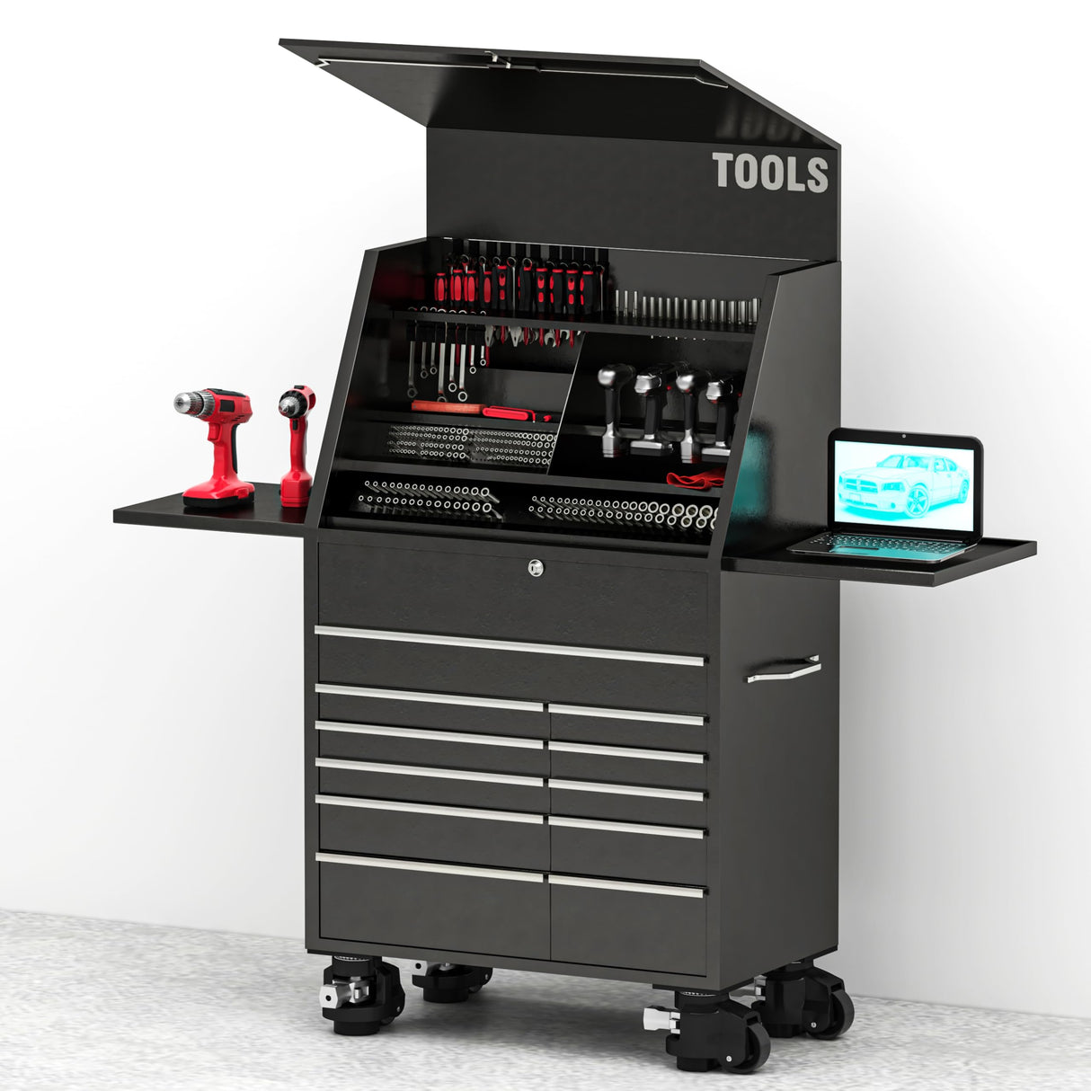 Ruiishunyy Leveling Casters Set of 4 Heavy Duty 60F - Retractable Caster Wheel with Upgraded Ratchet Handle - 360° Swivel Castor for Furniture, Workbench, Machine, Total Capacity 2200 Lbs Ruiishunyy