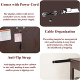 lunhung 3-Tier Lighted Glass Display Curio Cabinet with 2 Tempered Glass Doors & 1 Drawer,Curio Case with Mirrored Back Panel & Adjustable Shelves,Wine Display Cabinet for Living Room,Kitchen(Cherry) lunhung